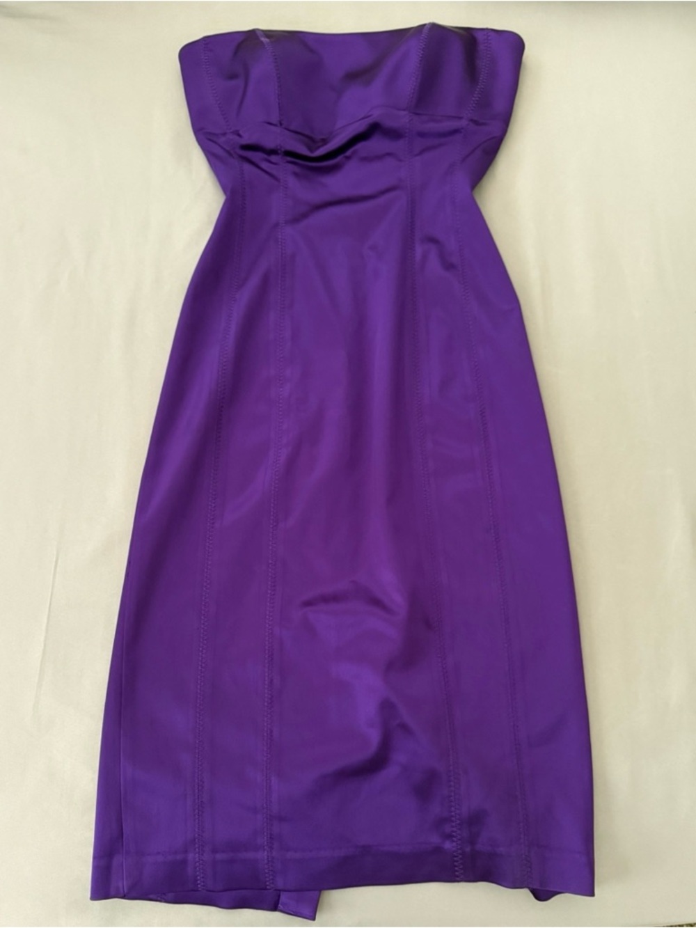 Y2K Bebe Dress Electric Purple Fomal Cocktail Bodycon Strapless Minimalist Sz S